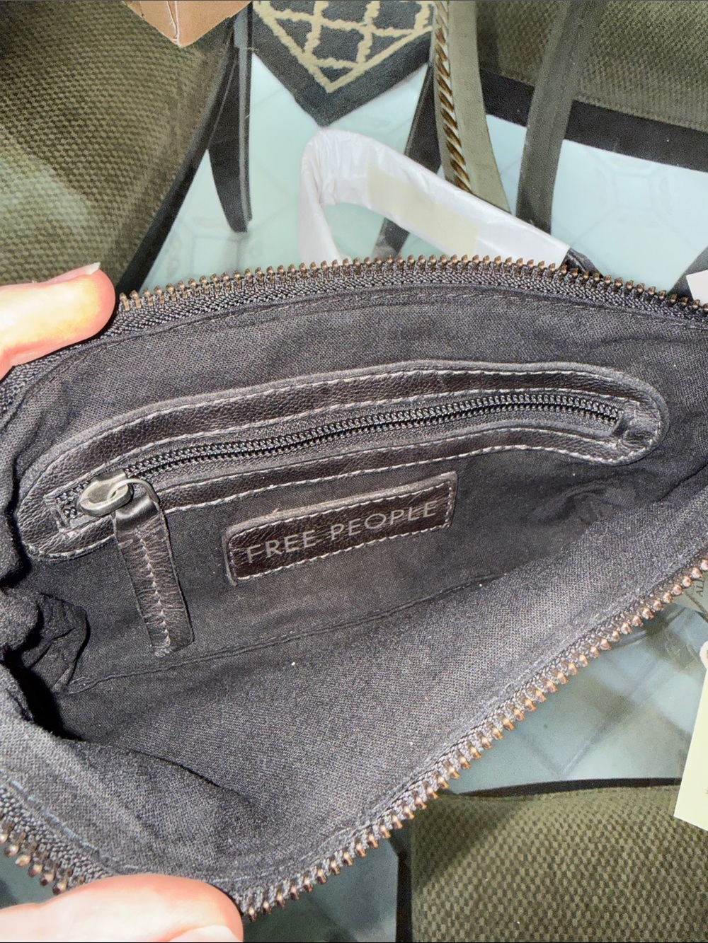NWT FREE PEOPLE LILLIE LEATHER SHOULDER BAG IN BLACK - Picture 7 of 7
